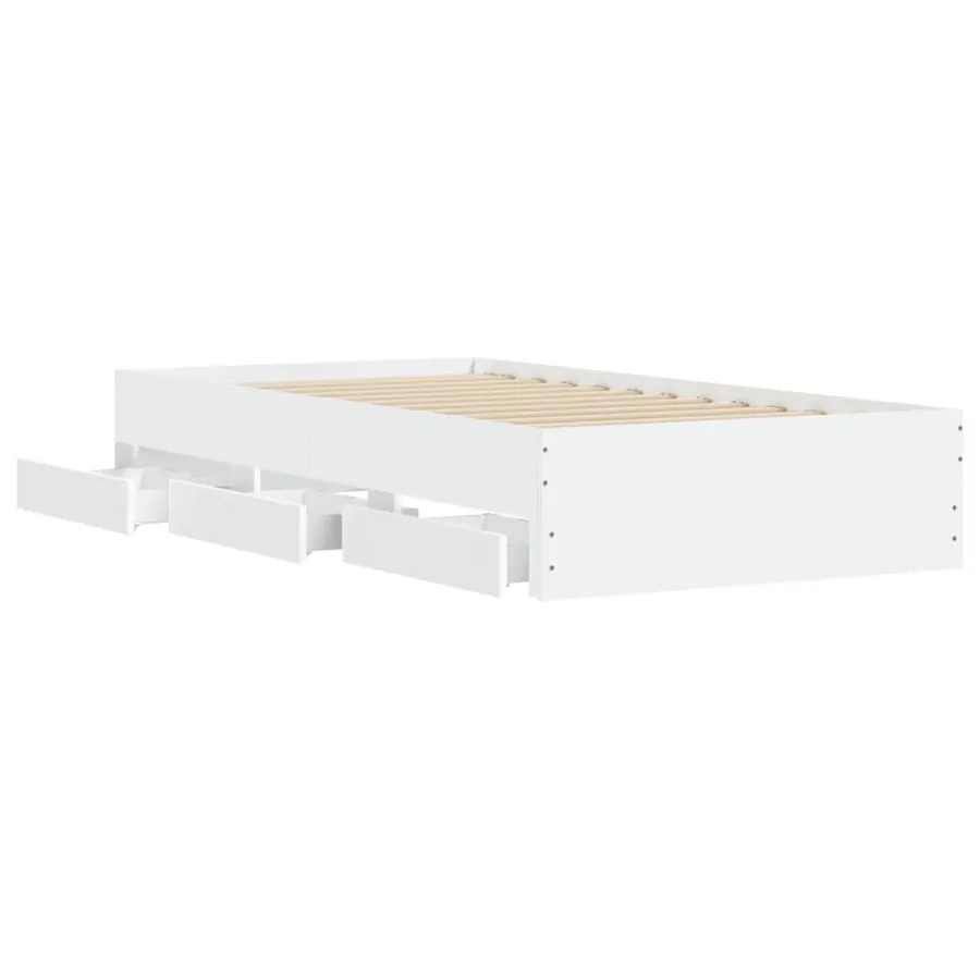 Cadre de lit avec tiroirs sans matelas blanc 75x190 cm - 4