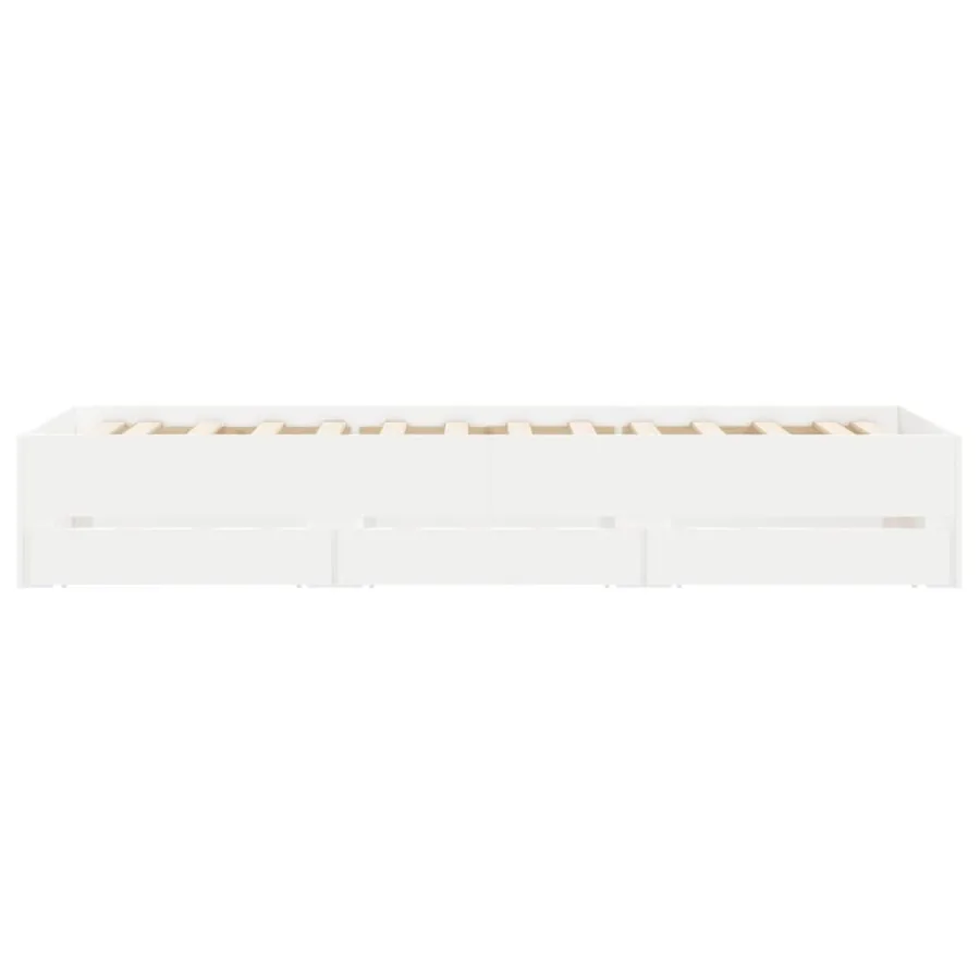 Cadre de lit avec tiroirs sans matelas blanc 75x190 cm - 6