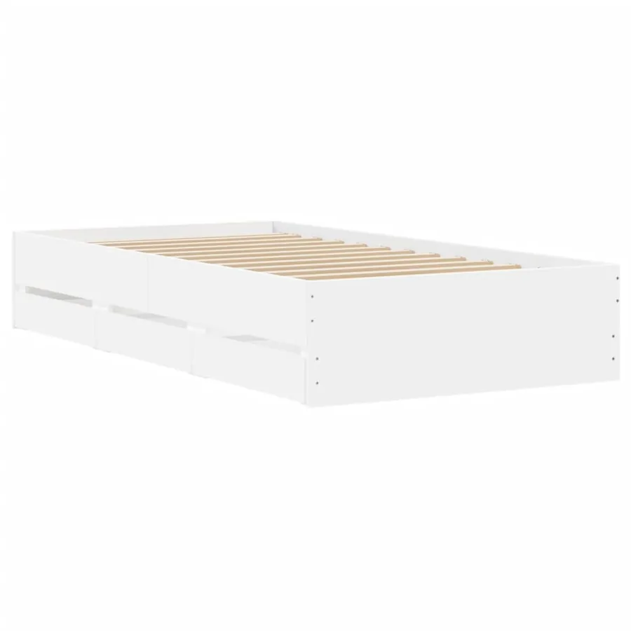 Cadre de lit avec tiroirs sans matelas blanc 75x190 cm - 7