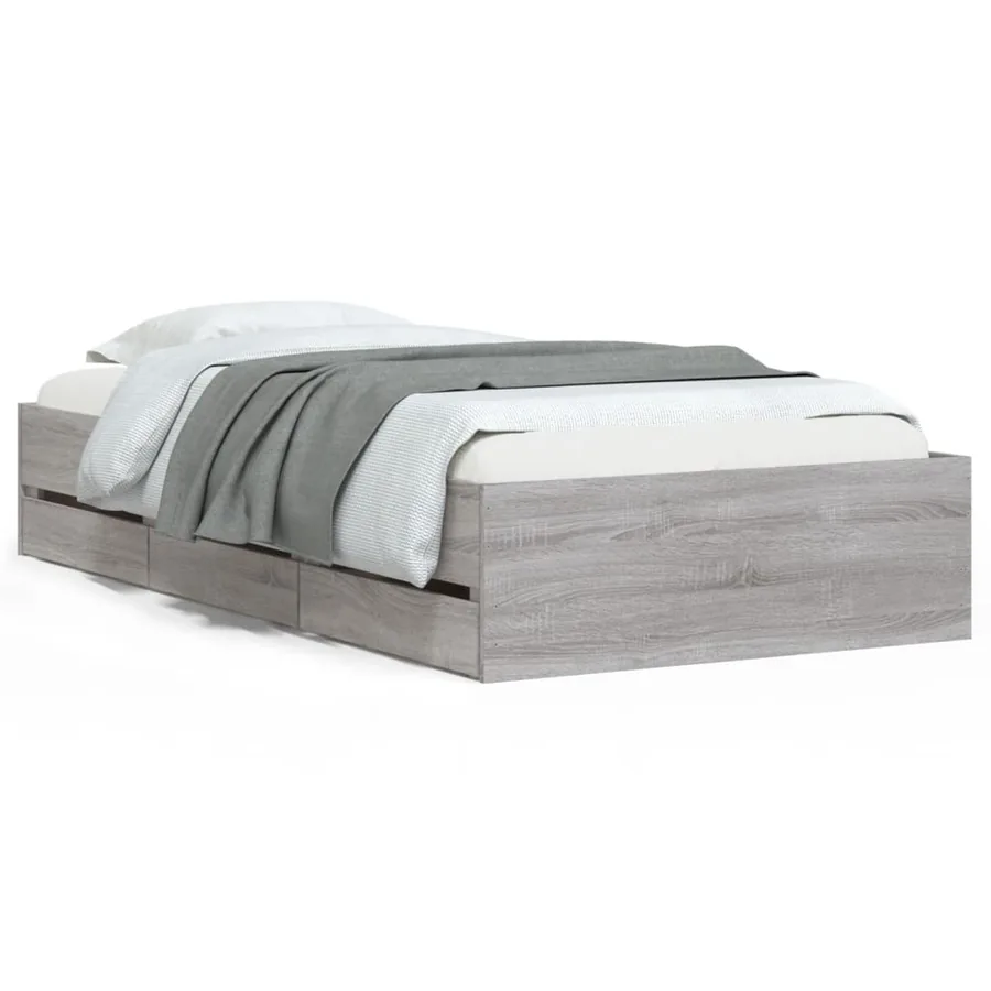 Cadre de lit avec tiroirs sans matelas sonoma gris 75x190 cm - 2