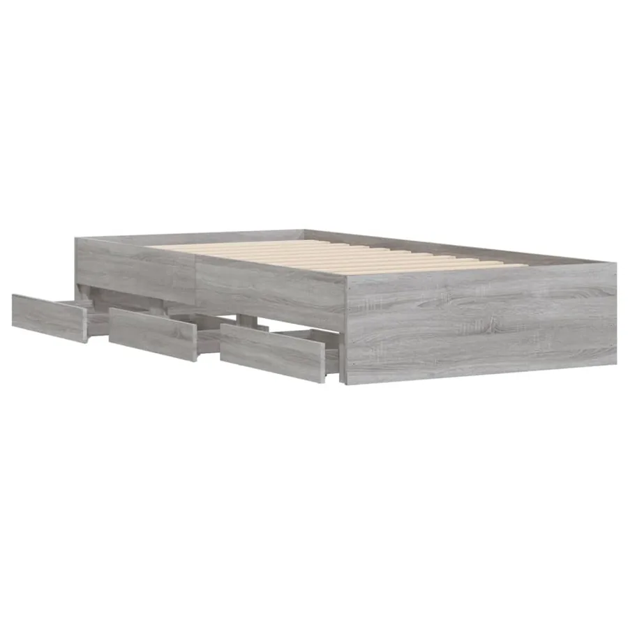 Cadre de lit avec tiroirs sans matelas sonoma gris 75x190 cm - 5
