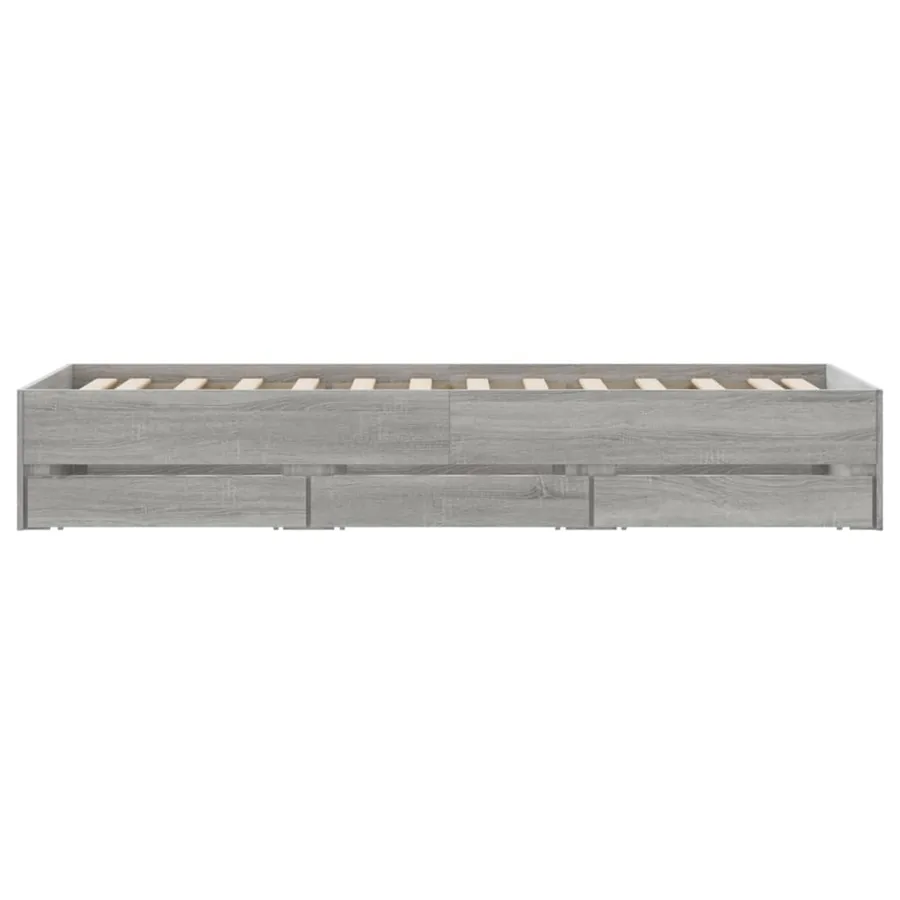 Cadre de lit avec tiroirs sans matelas sonoma gris 75x190 cm - 7