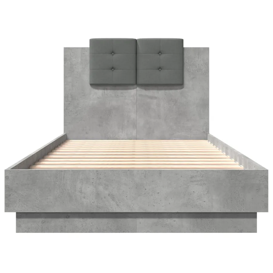Cadre de lit avec LED sans matelas gris béton 75x190 cm - 6