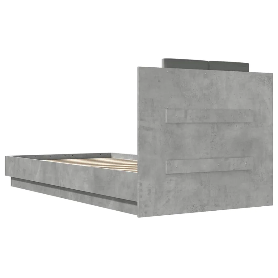 Cadre de lit avec LED sans matelas gris béton 75x190 cm - 8