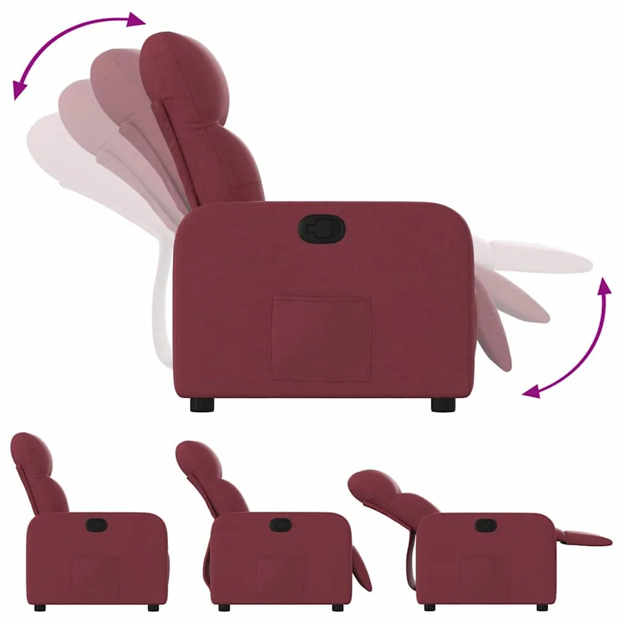 Fauteuil inclinable Rouge bordeaux Tissu - 4