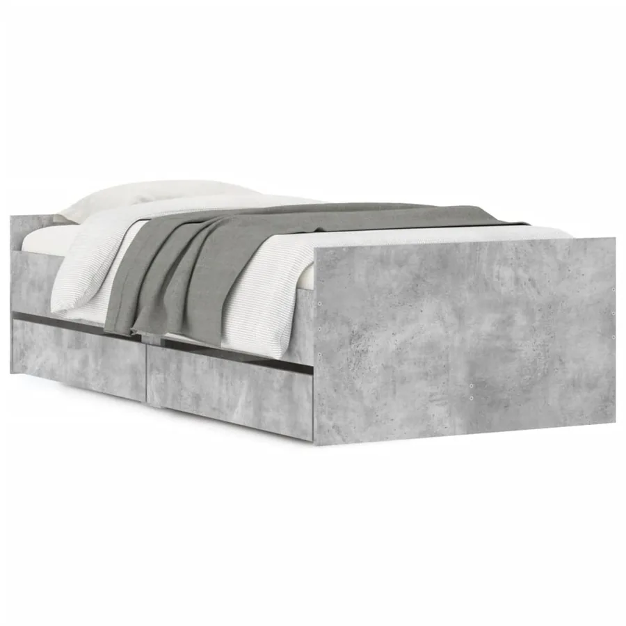 Cadre de lit sans matelas gris béton 75x190 cm - 2