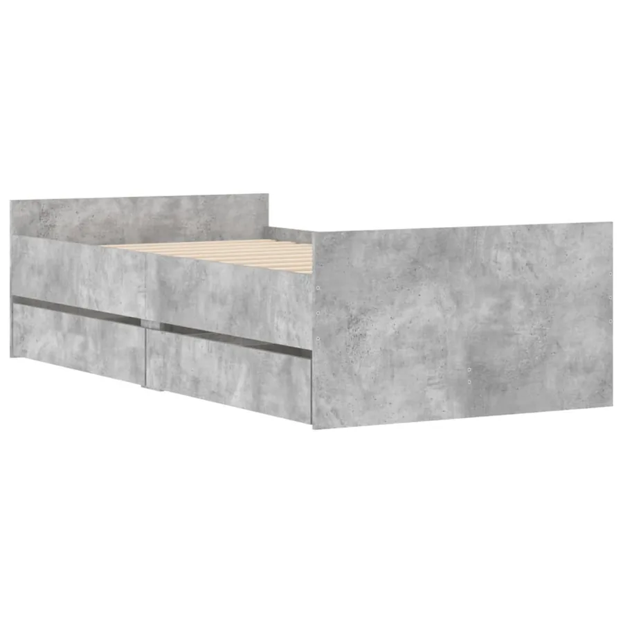 Cadre de lit sans matelas gris béton 75x190 cm - 3
