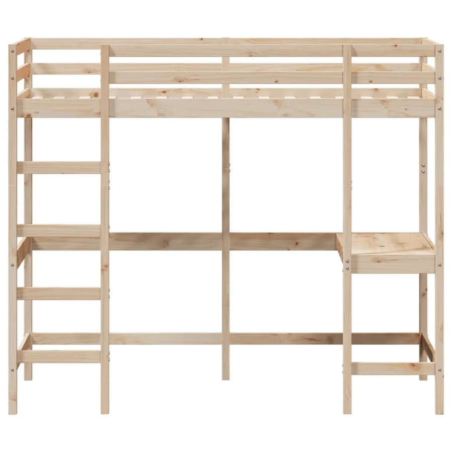 Lit superposé avec bureau 90x200 cm bois de pin massif - 4