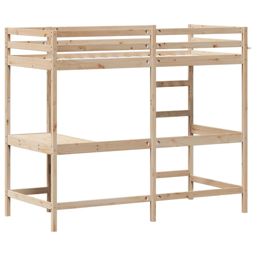 Lit superposé avec bureau 90x200 cm bois de pin massif - 6