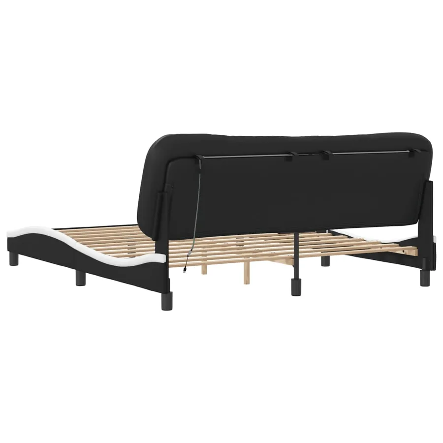 Cadre de lit avec LED sans matelas Hvar noir et blanc 180x200 cm - 10
