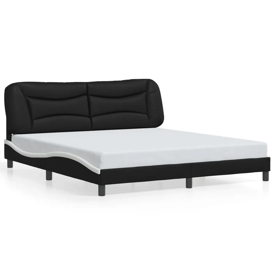 Cadre de lit avec LED sans matelas Hvar noir et blanc 180x200 cm - 5