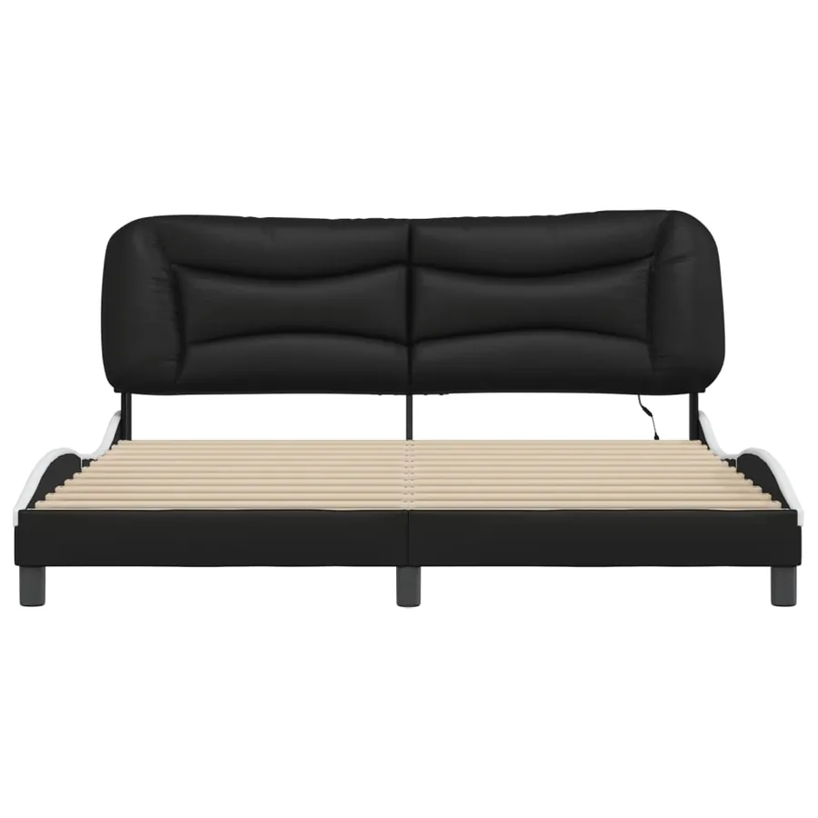 Cadre de lit avec LED sans matelas Hvar noir et blanc 180x200 cm - 6
