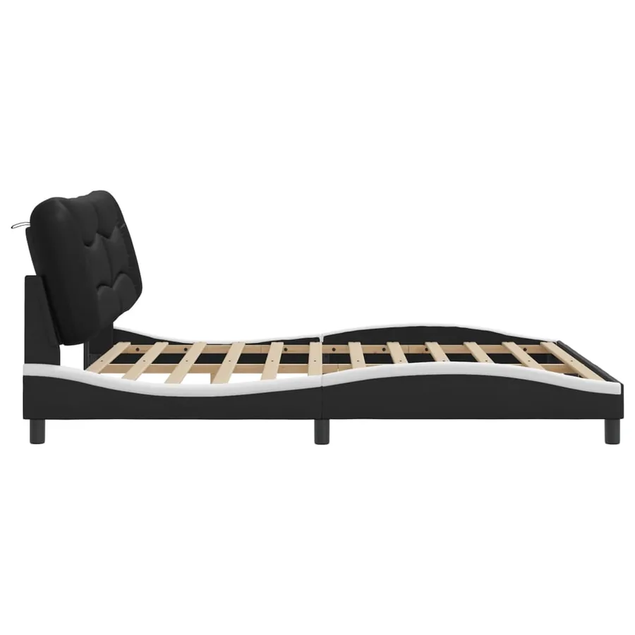 Cadre de lit avec LED sans matelas Hvar noir et blanc 180x200 cm - 9