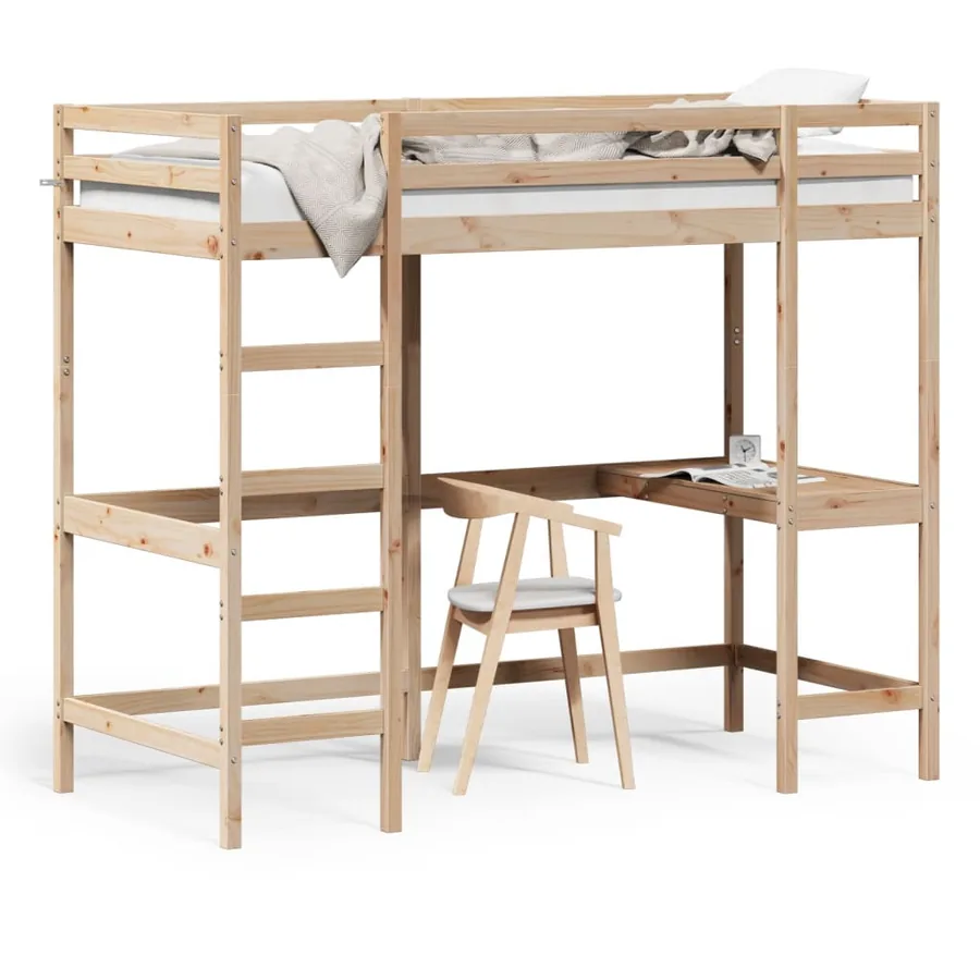 Lit superposé sans matelas 100x200 cm bois massif de pin - 2