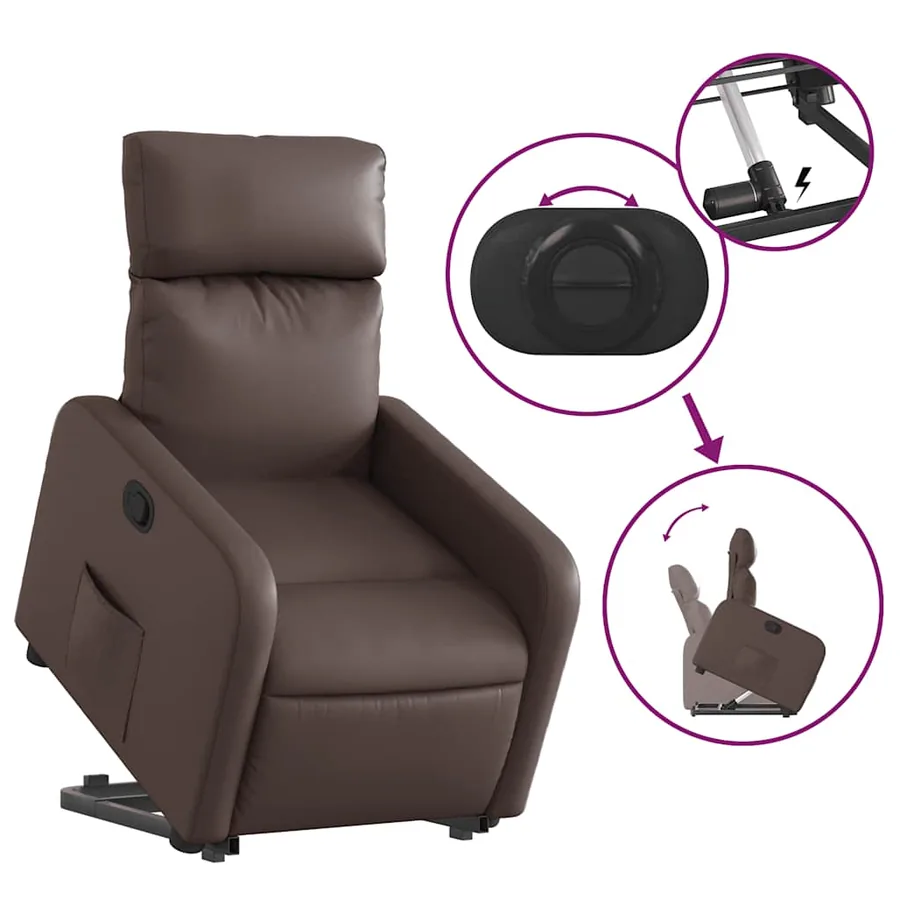Fauteuil inclinable marron similicuir - 6