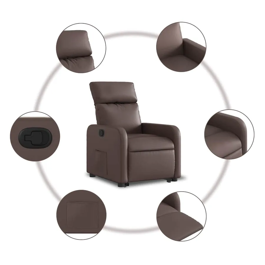 Fauteuil inclinable marron similicuir - 8