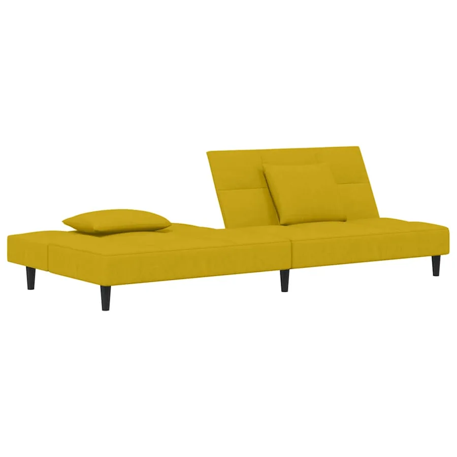 Canapé-lit à 2 places avec deux oreillers Jaune Velours - 5