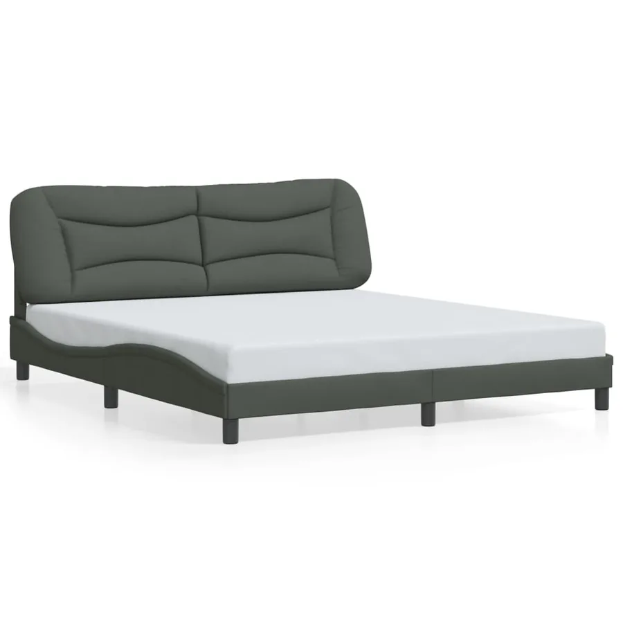 Cadre de lit avec LED sans matelas Hvar gris foncé 180x200 cm tissu - 5