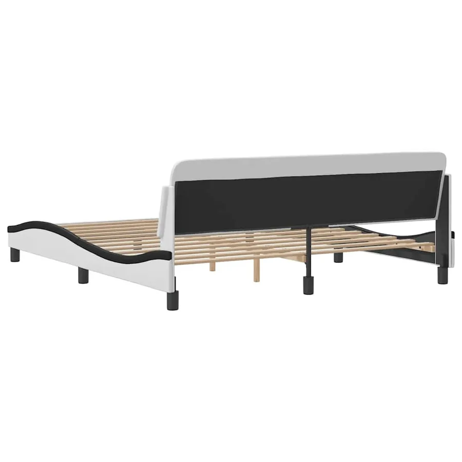 Cadre de lit Dover blanc et noir 180x200 cm similicuir - 6