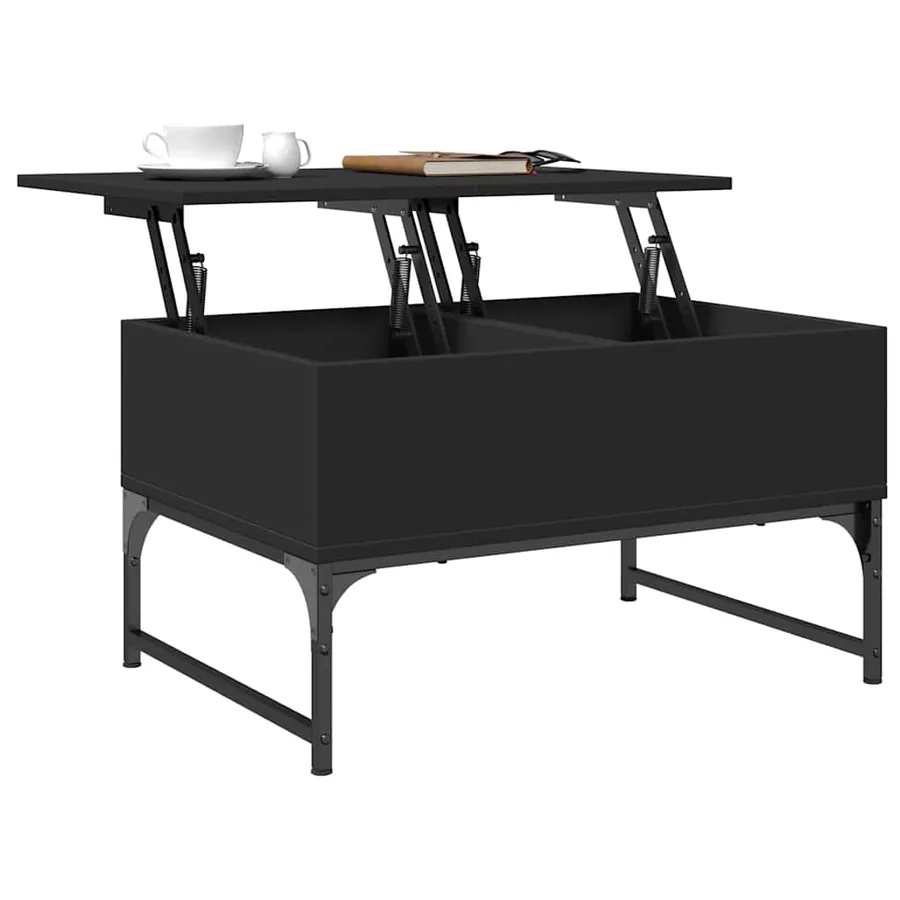 Table basse noir 70x50x40 cm bois d'ingénierie et métal - 4
