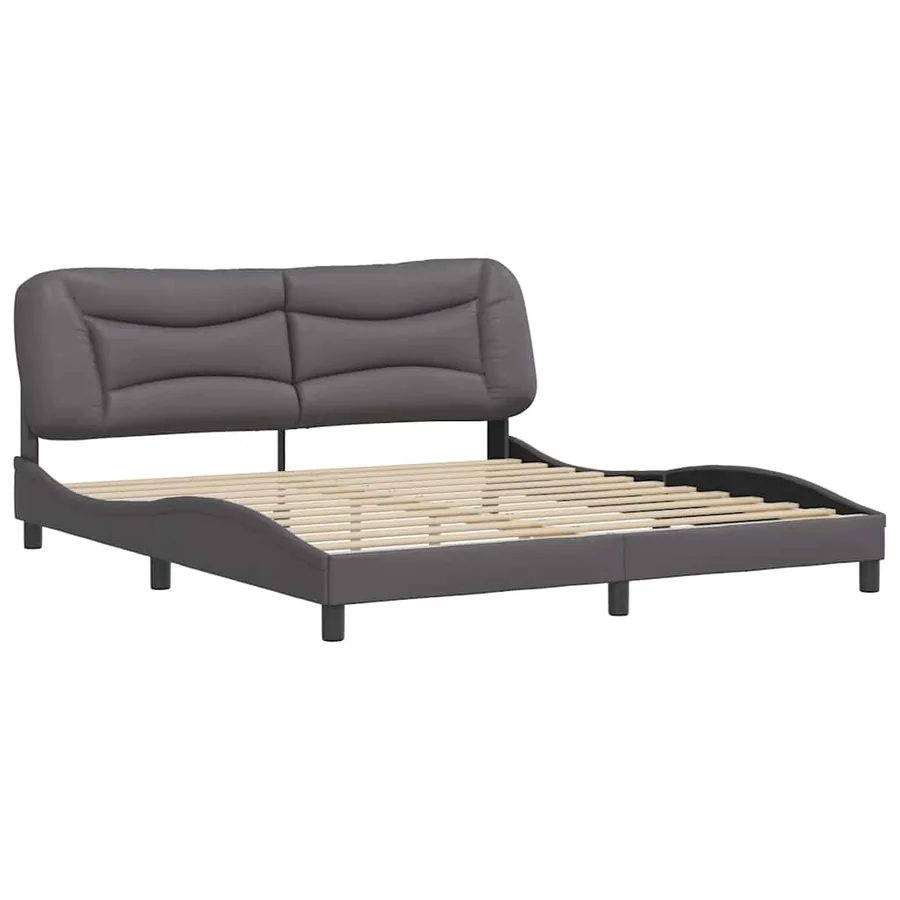 Cadre de lit sans matelas Hvar gris 180x200 cm similicuir - 3