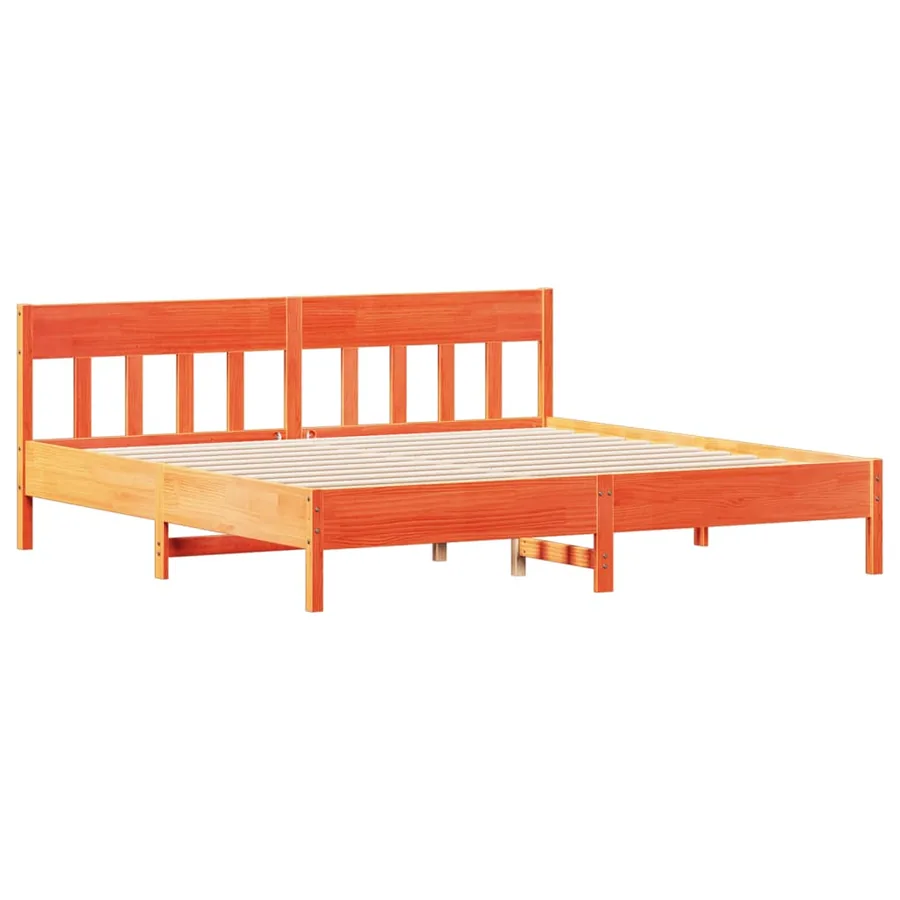 Cadre de lit sans matelas cire marron 200x200cm bois pin massif - 3