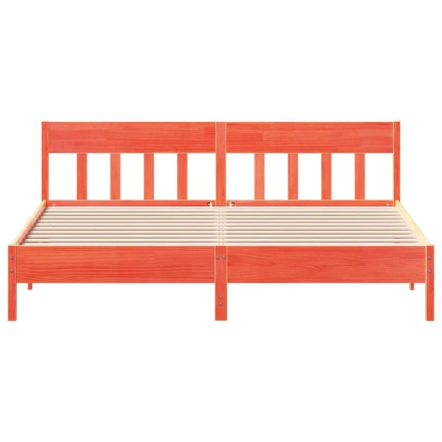 Cadre de lit sans matelas cire marron 200x200cm bois pin massif - 4