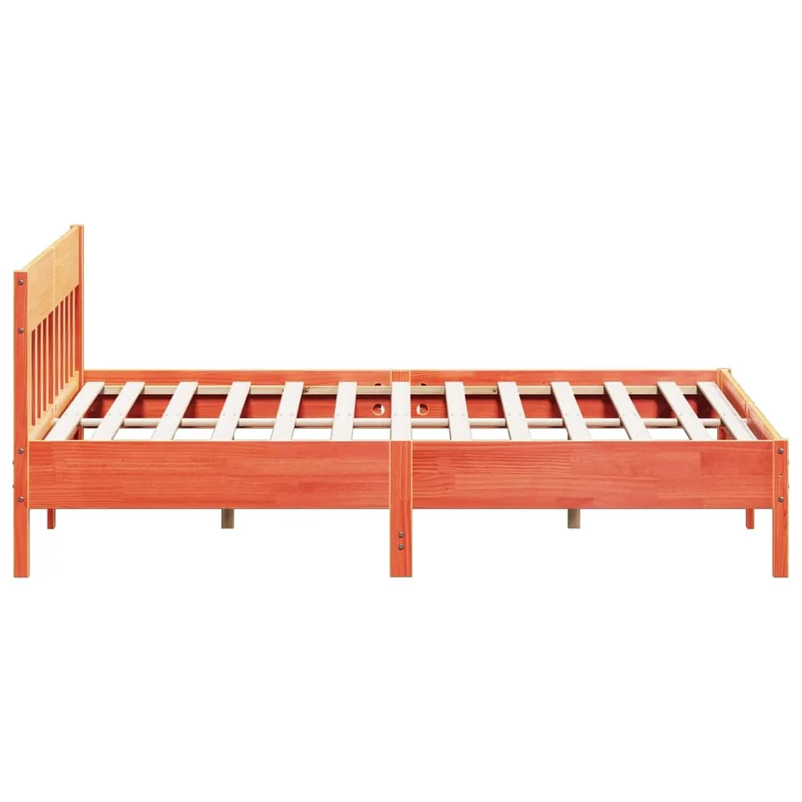 Cadre de lit sans matelas cire marron 200x200cm bois pin massif - 5