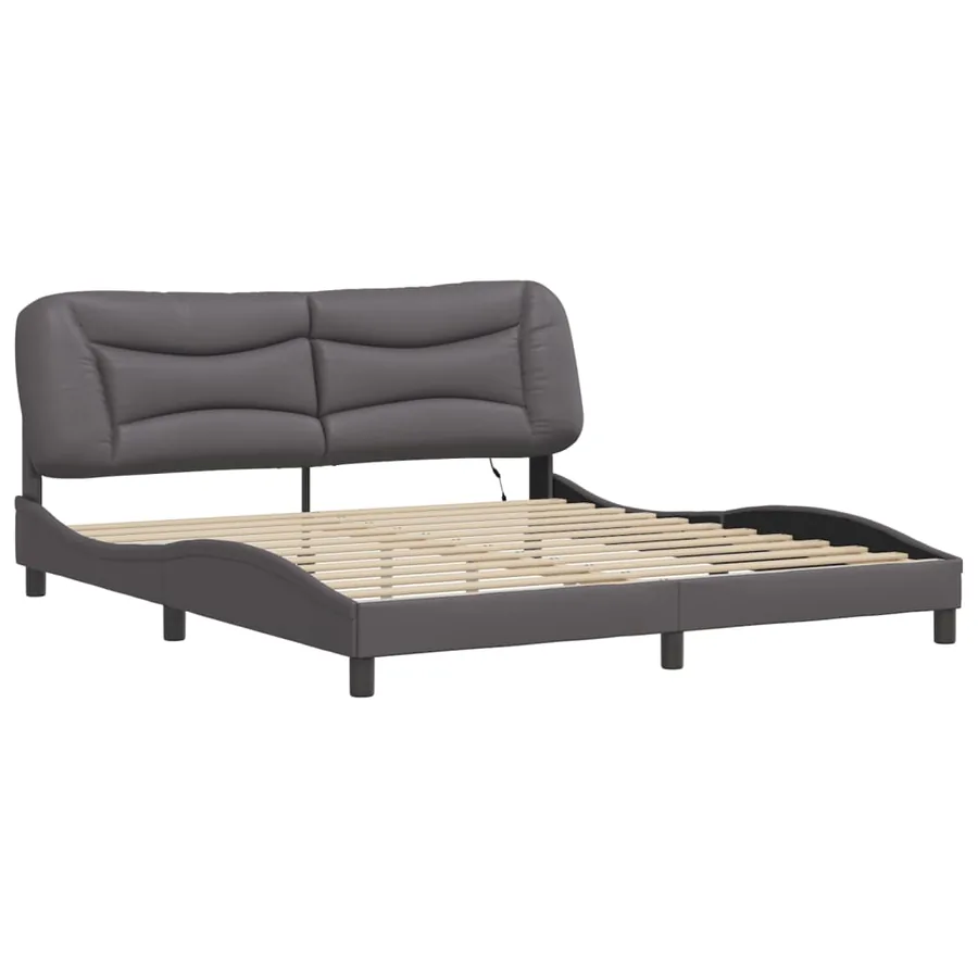 Cadre de lit avec LED sans matelas Hvar gris 180x200 cm - 3