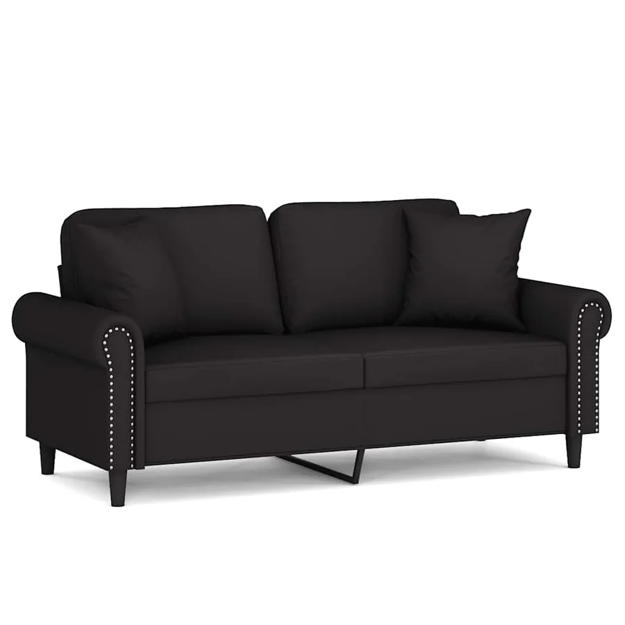 Canapé 2 places avec oreillers décoratifs noir 140 cm velours - 2