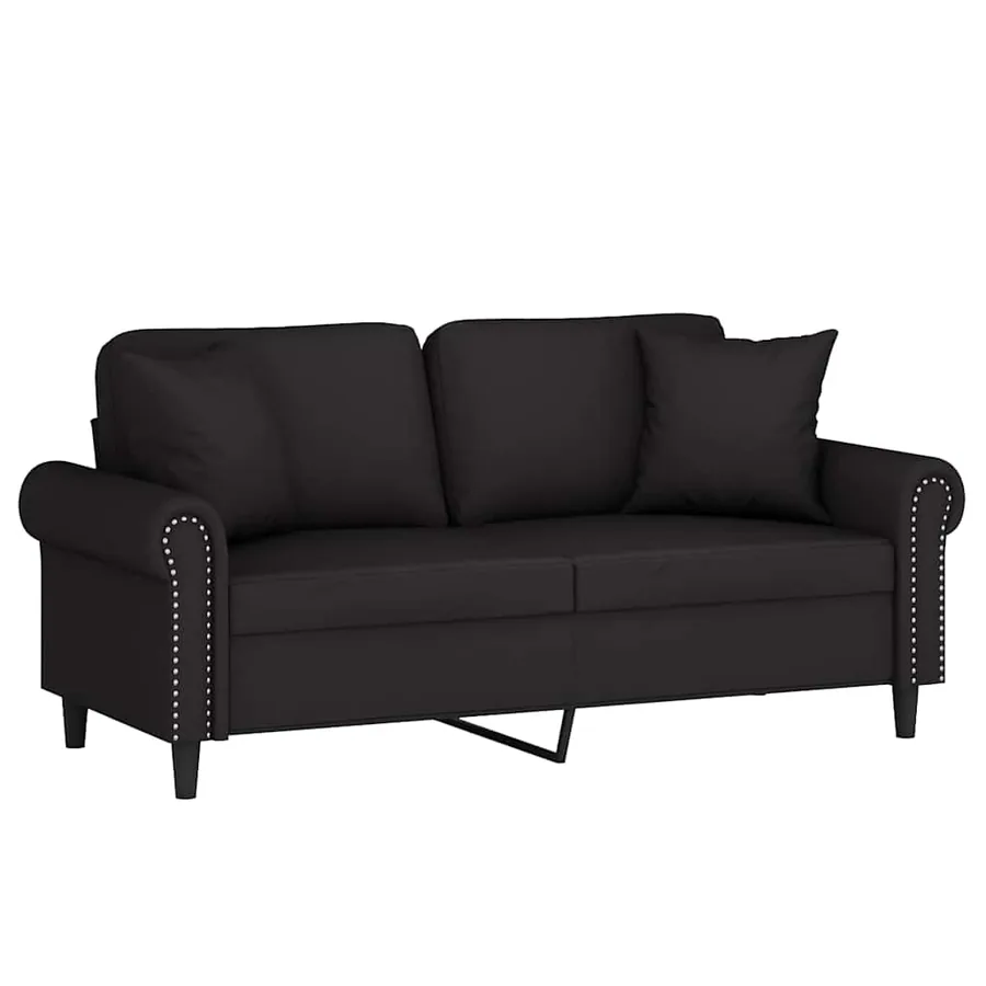 Canapé 2 places avec oreillers décoratifs noir 140 cm velours - 3