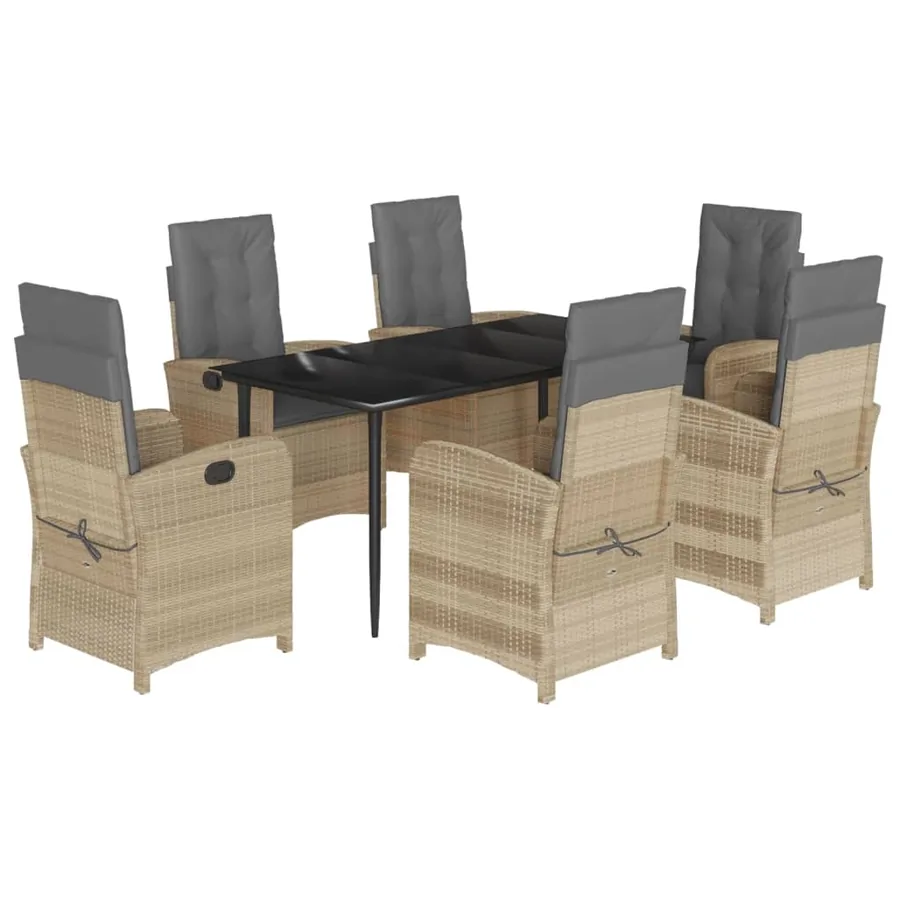 Ensemble à manger de jardin coussins 7 pcs mélange beige rotin - 2