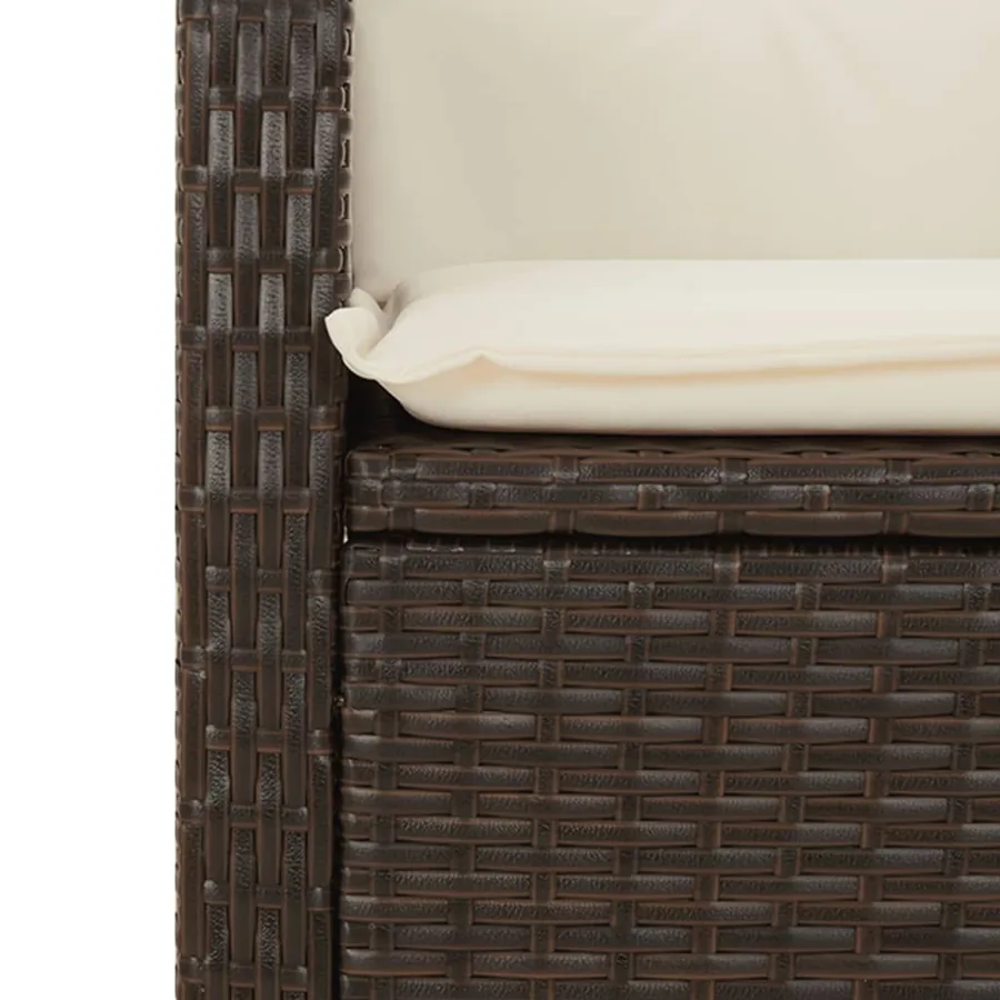 Ensemble à manger de jardin et coussins 9 pcs marron poly rotin - 10