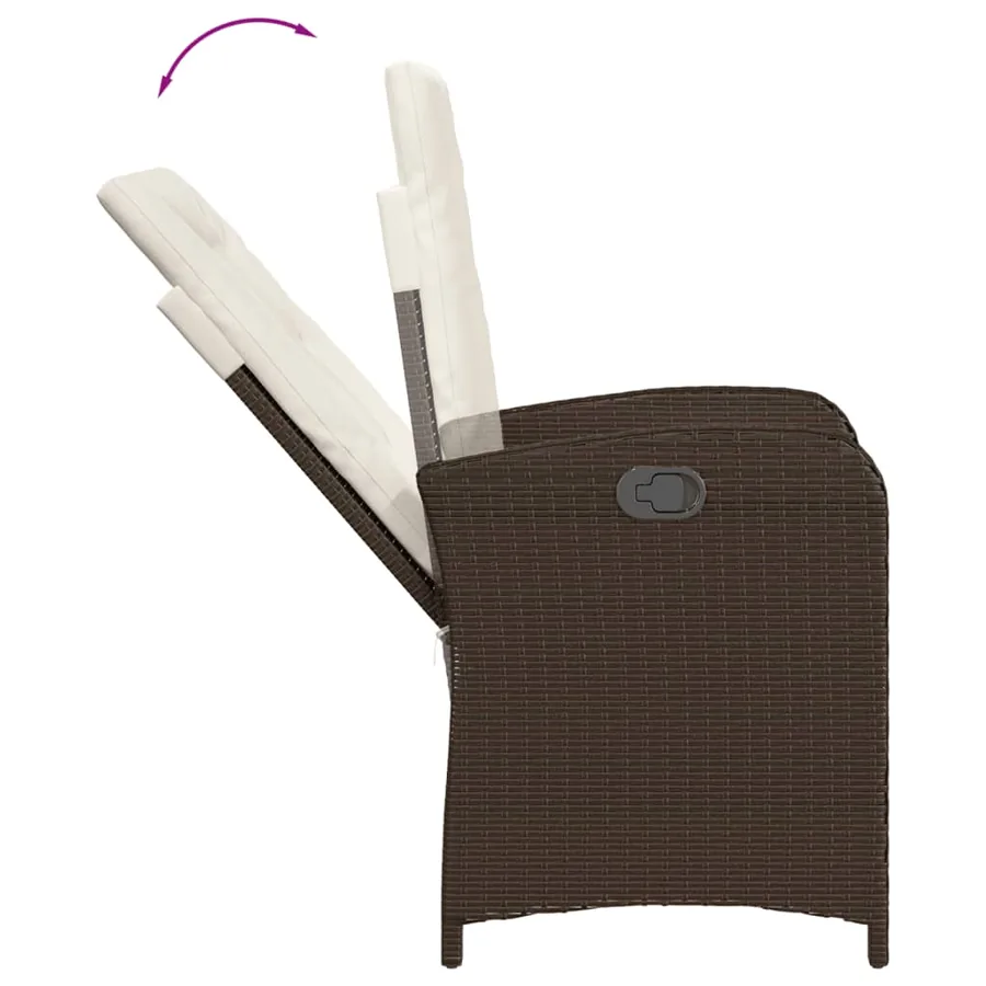 Ensemble à manger de jardin 5 pcs et coussins marron poly rotin - 6