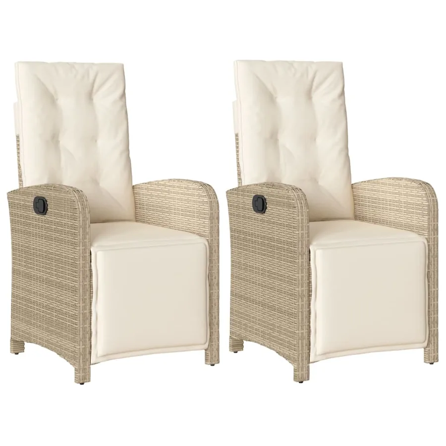 Chaises inclinables de jardin lot de 2 avec repose-pied rotin - 2