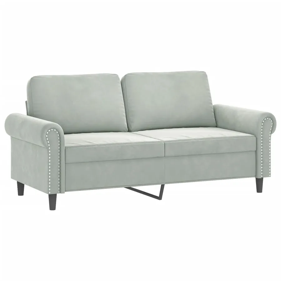 Ensemble de canapés 2 pcs avec coussins gris clair velours - 4