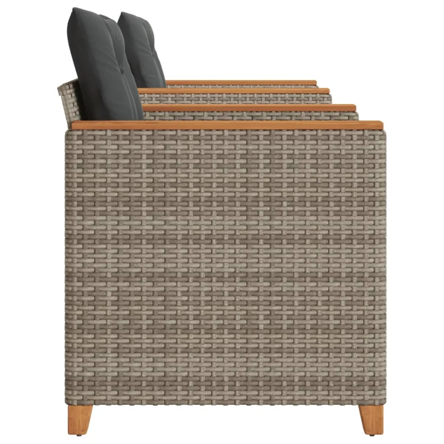 Ensemble de bistro 3 pcs et coussins gris résine tressée acacia - 4