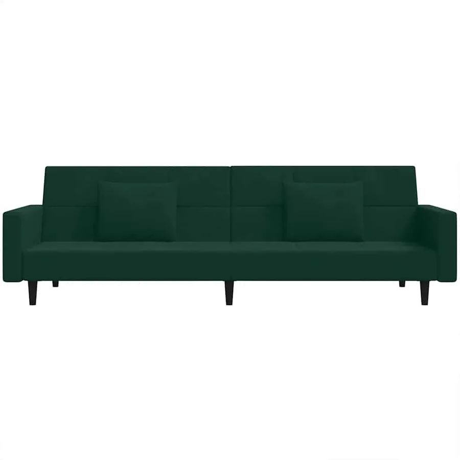 Canapé-lit à 2 places avec deux oreillers Vert foncé Velours - 6