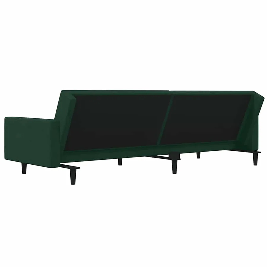 Canapé-lit à 2 places avec deux oreillers Vert foncé Velours - 8