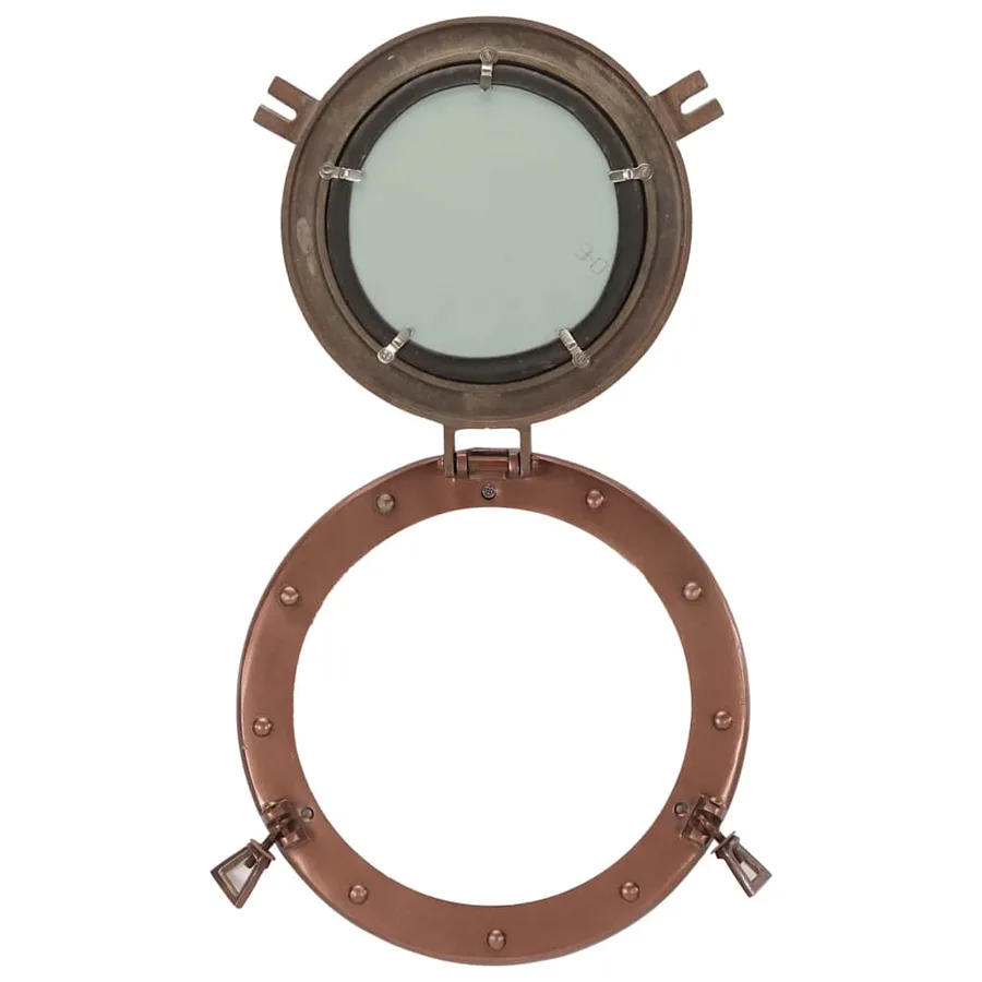 Miroir en forme de hublot mural Ø30 cm aluminium et verre - 4