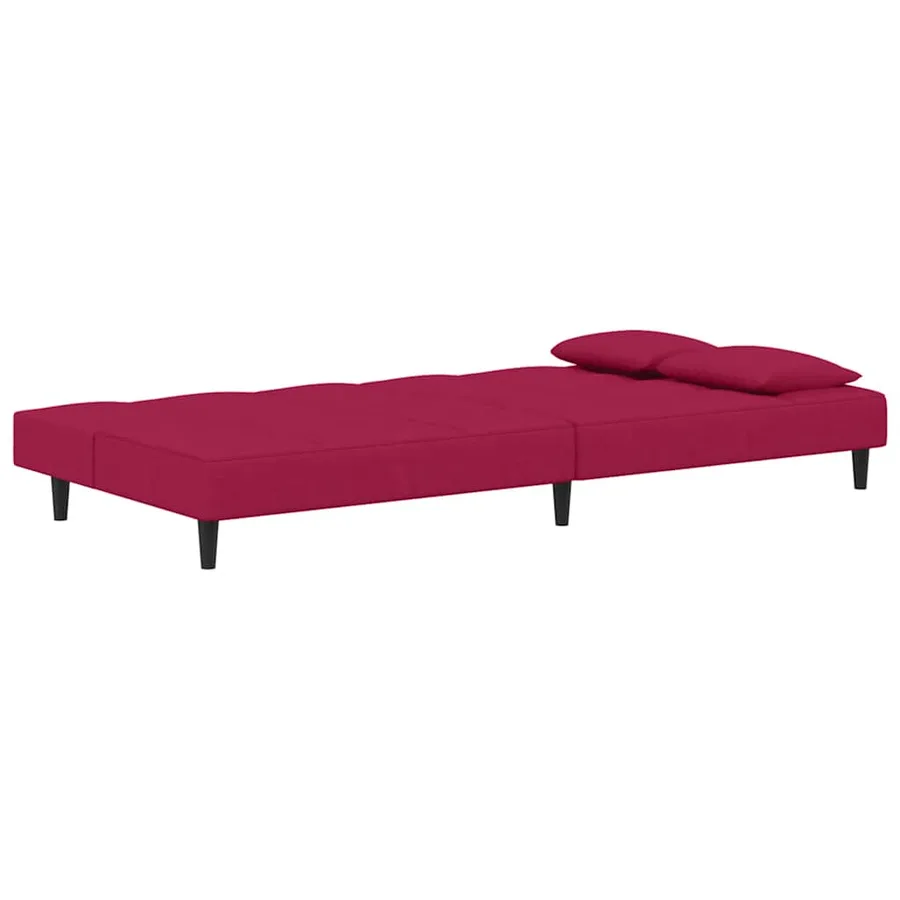 Canapé-lit à 2 places et deux oreillers Rouge bordeaux Velours - 5