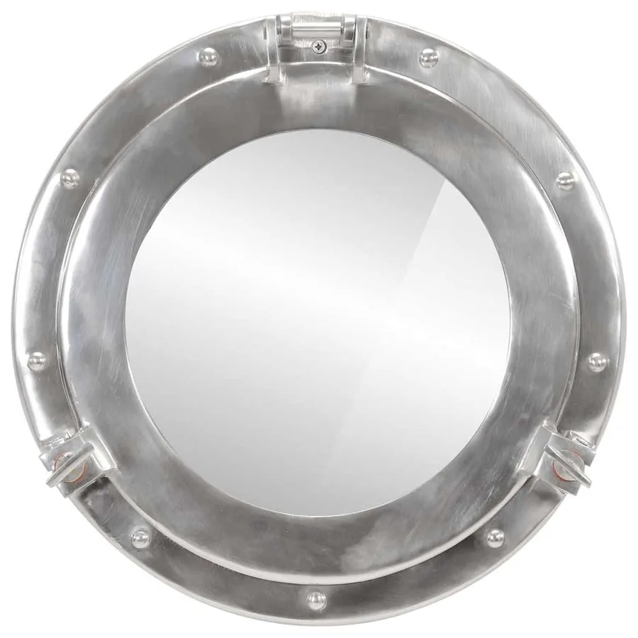 Miroir en forme de hublot mural Ø38 cm aluminium et verre - 2