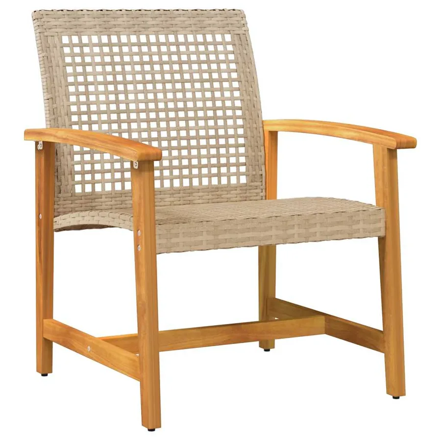 Ensemble de bistro 3 pcs beige résine tressée et bois d'acacia - 4