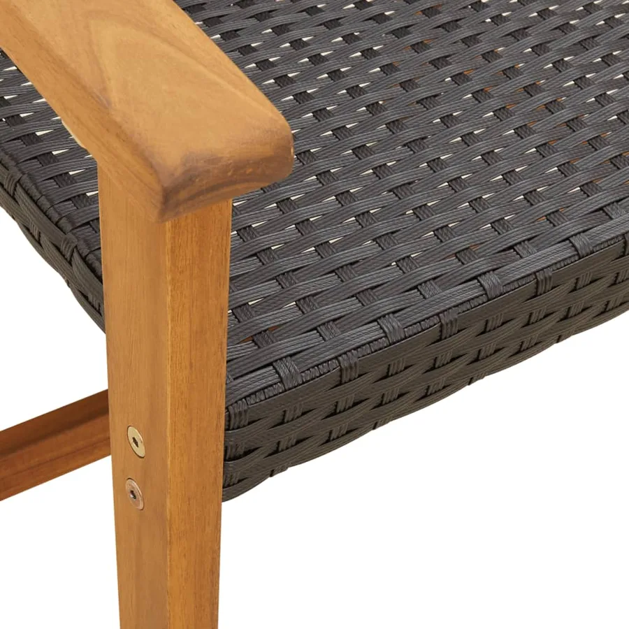 Ensemble de bistro 3 pcs noir résine tressée et bois d'acacia - 7