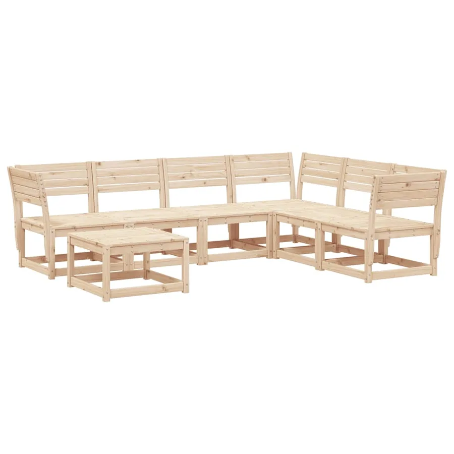 Salon de jardin 7 pcs Bois de pin massif - 2