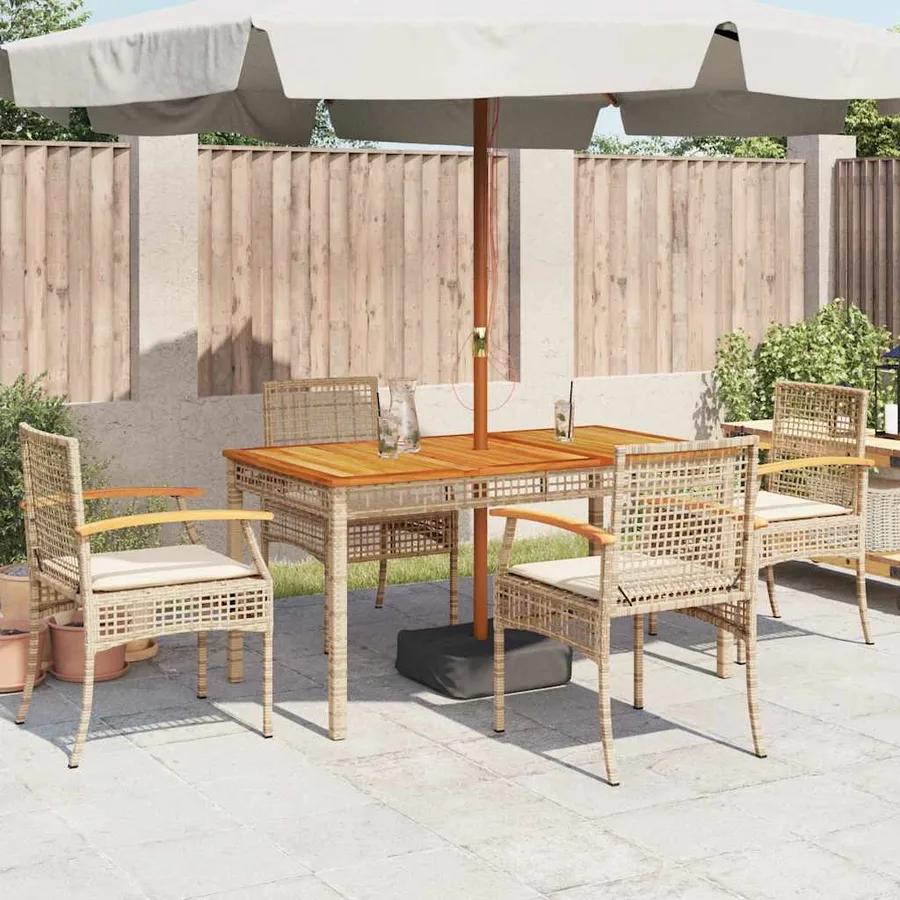 Chaises de jardin coussins lot de 4 beige résine tressée acacia - 3