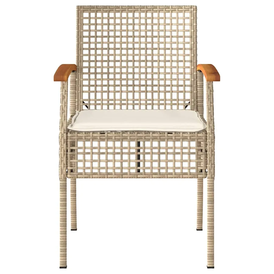 Chaises de jardin coussins lot de 4 beige résine tressée acacia - 4