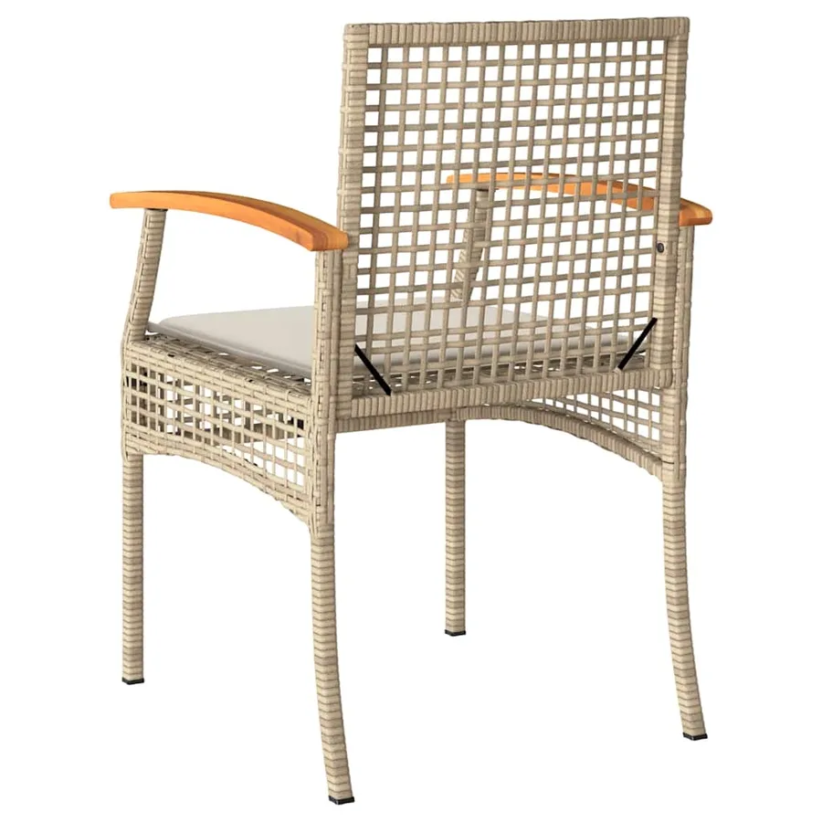 Chaises de jardin coussins lot de 4 beige résine tressée acacia - 7