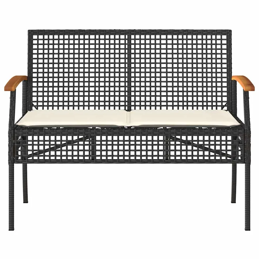 Salon de jardin 4 pcs avec coussins Noir Résine tressée - 5