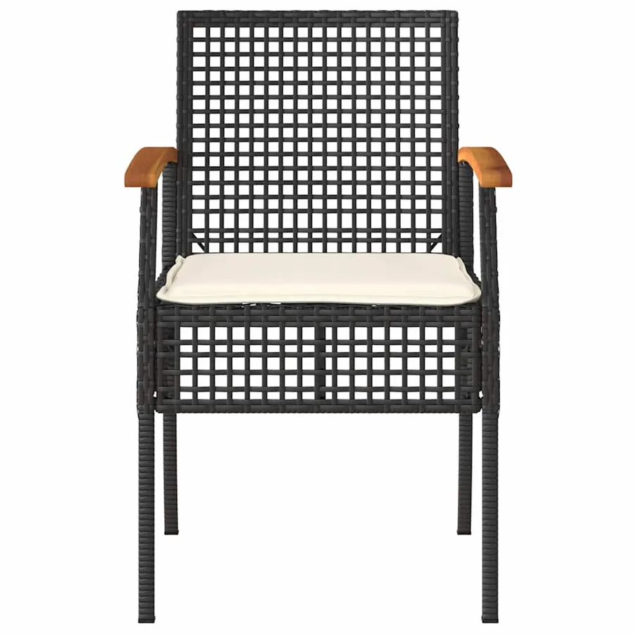 Salon de jardin 4 pcs avec coussins Noir Résine tressée - 6